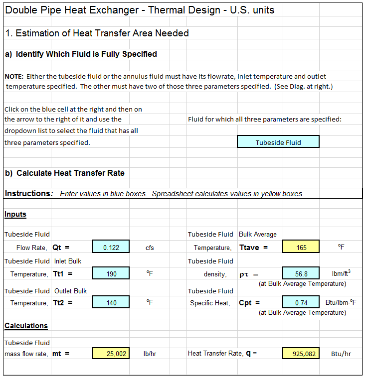 Heat Exchanger Thermal Design Calculations Spreadsheet