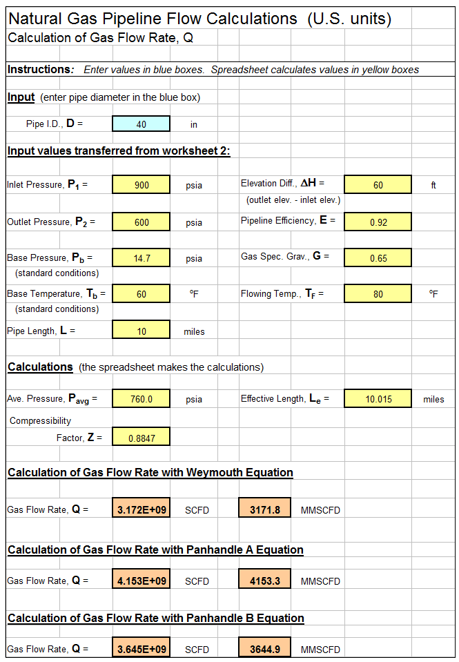 Natural Gas Pipeline Flow Calculation