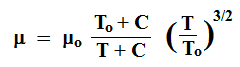 Sutherland Formula for Gas Viscosity Calculation