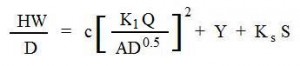 Culvert Design Equation for Inlet Control Conditions